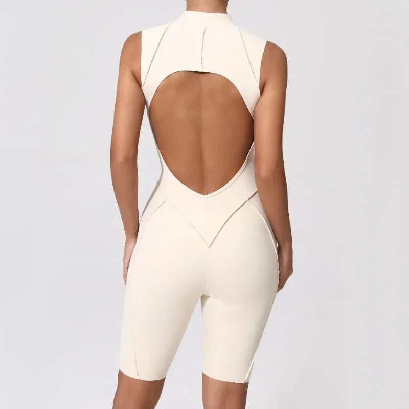 New Seamless Yoga Jumpsuits Sports Fitness Hip-lifting Backless Skinny Zipper