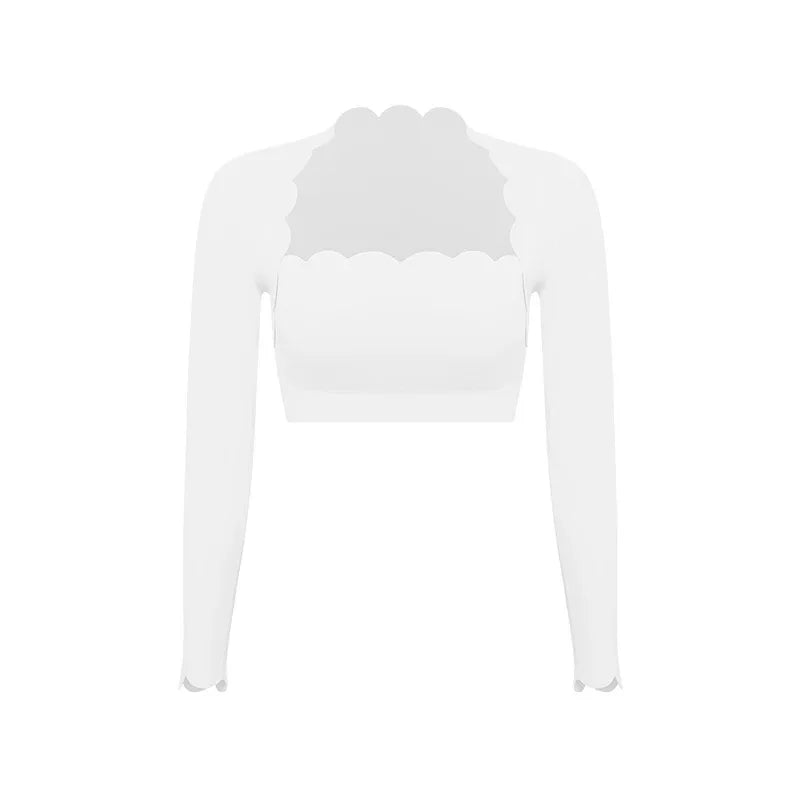 Black Square Neck Tight High Elastic Skinny Yoga Sports Long Sleeves