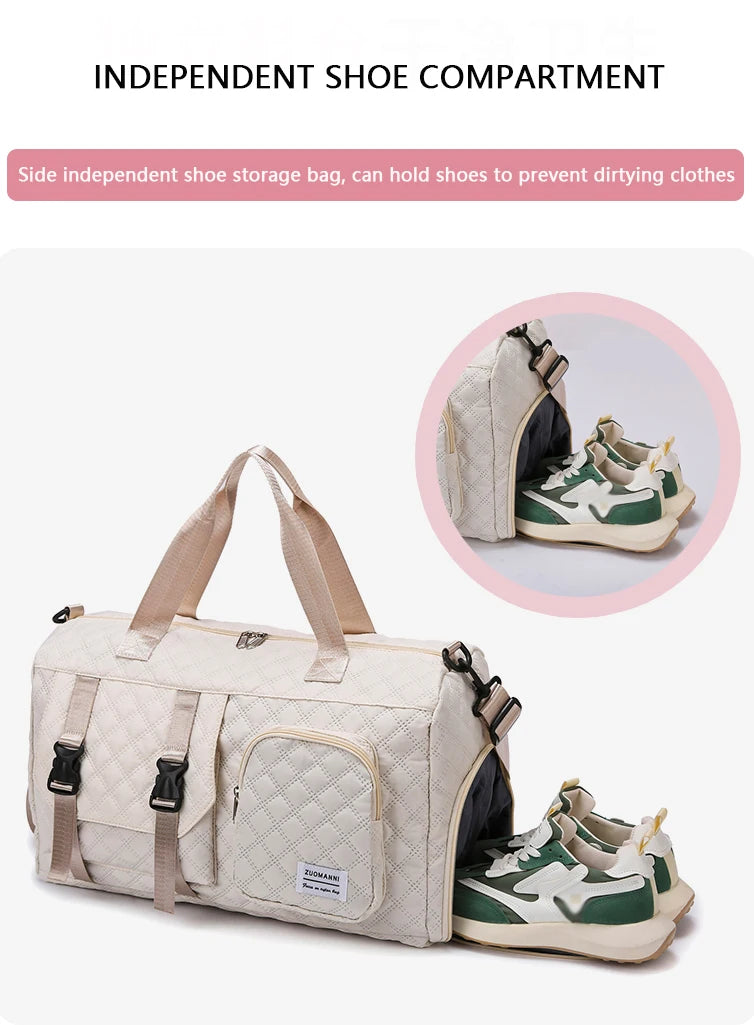 Durable Nylon Travel Duffle Bag, Portable Sports Gym Bag for Overnight Trips