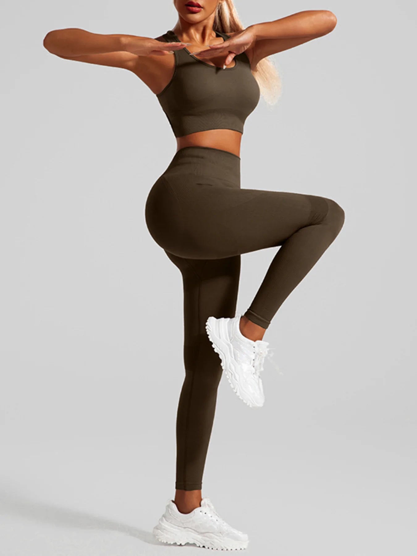 Women's Seamless Workout Set High Waisted Yoga Pants & Sports Bra