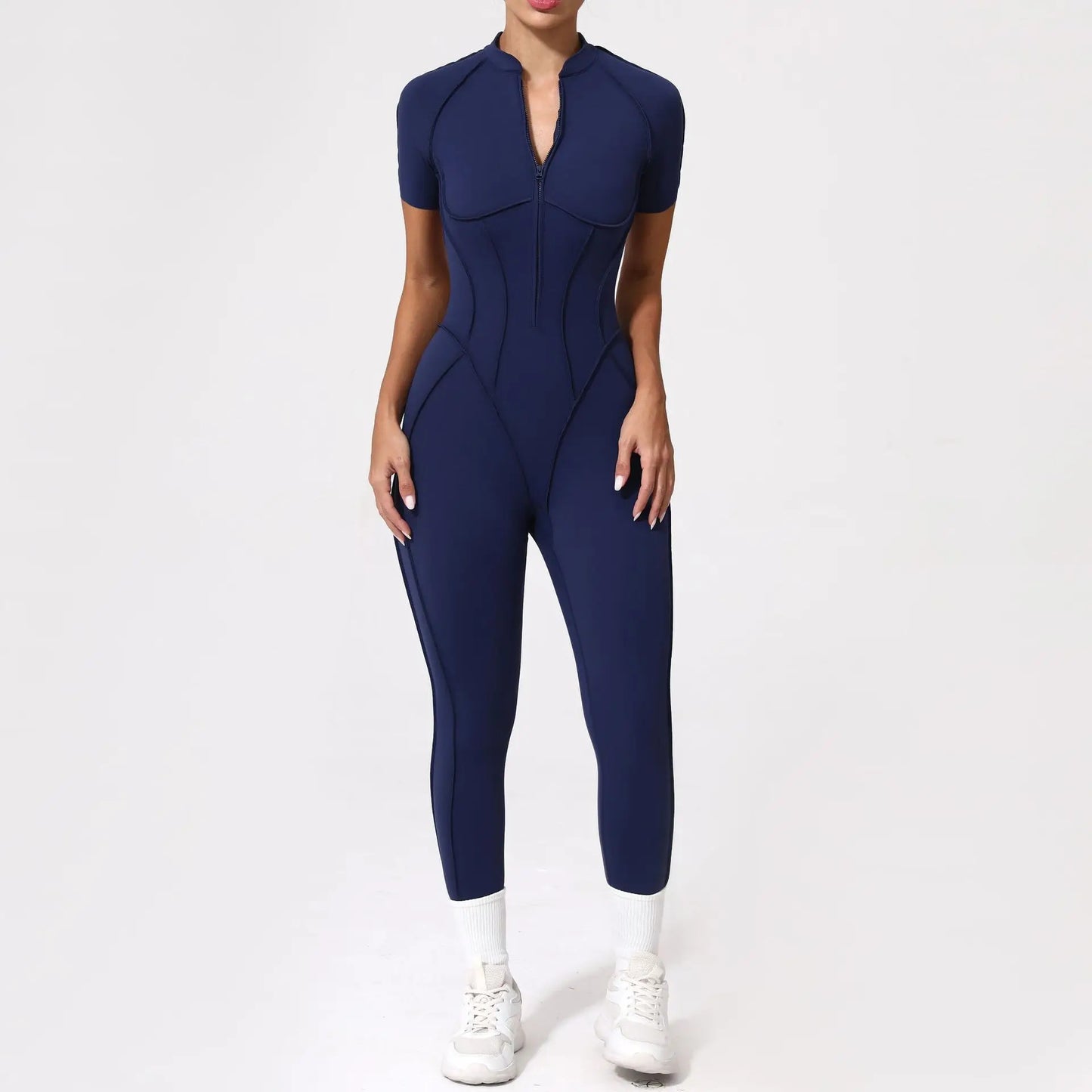New Seamless Yoga Jumpsuits Sports Fitness Hip-lifting Backless Skinny Zipper