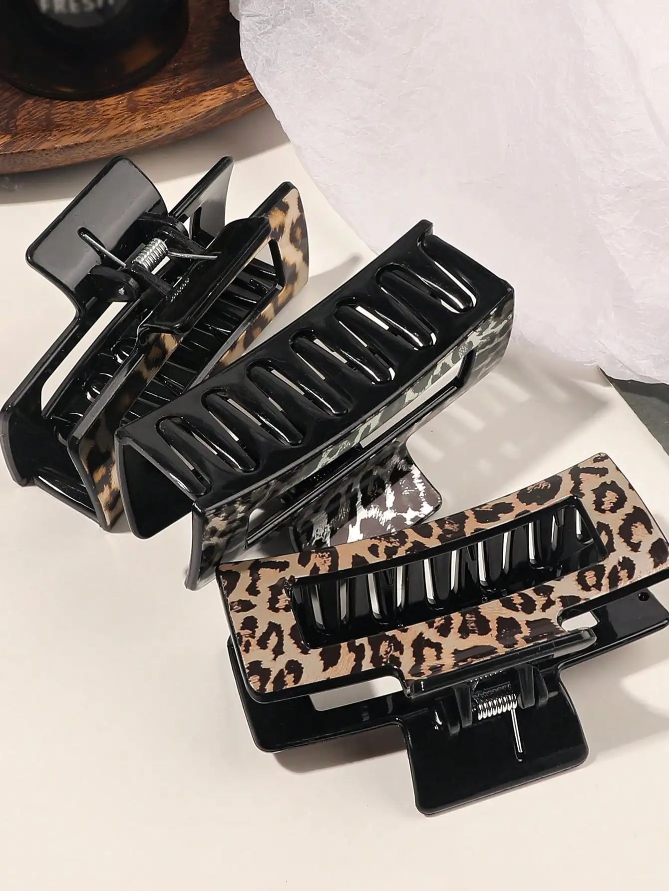 4Pcs Leopard Hair Claw Clips for Women Girls