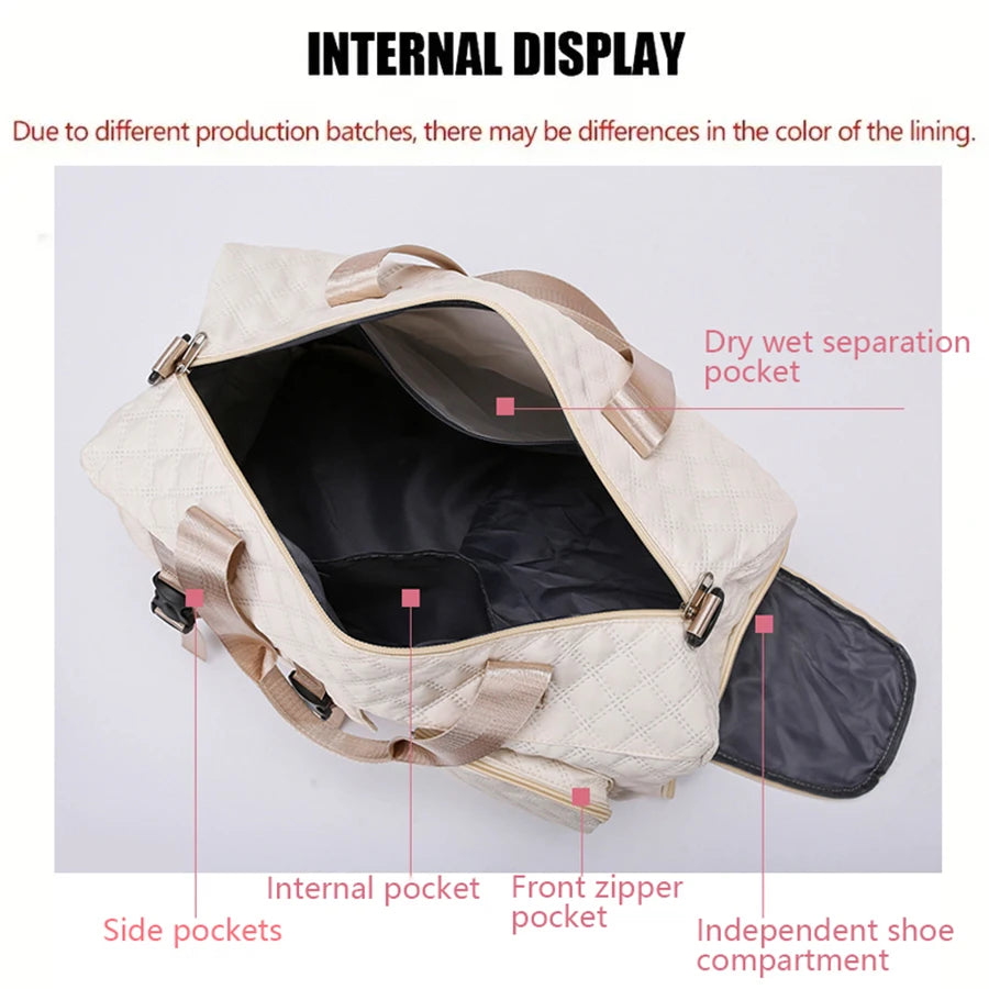 Durable Nylon Travel Duffle Bag, Portable Sports Gym Bag for Overnight Trips