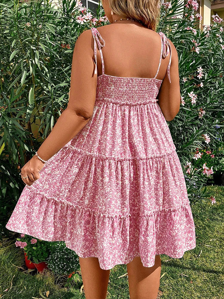 Plus Size Women's Mini Floral Dresses Half Bodycon Short Sleeve Summer Sling Comfortable Casual Best Choice for Summer