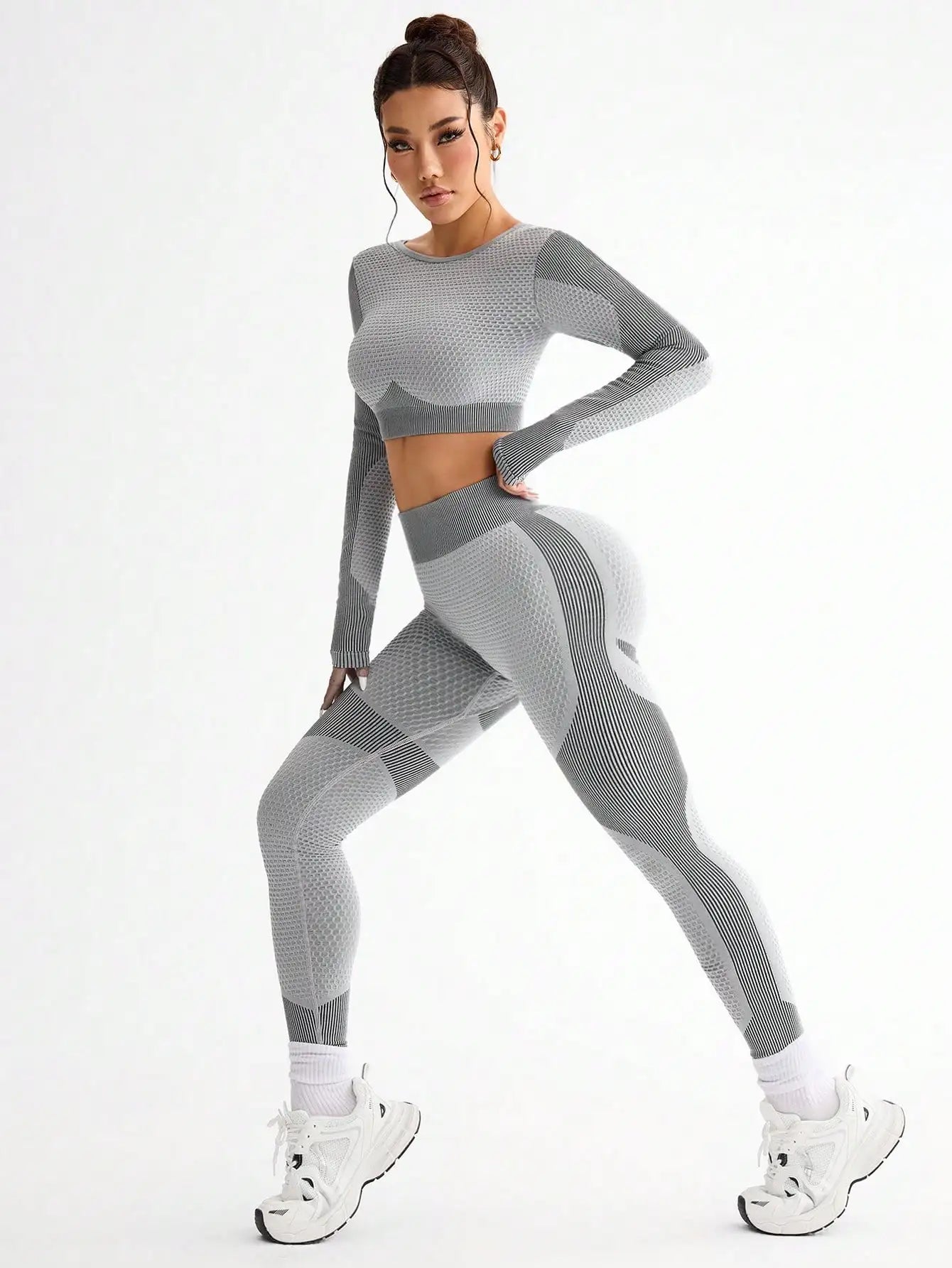 2pcs Hot-selling New Sports Tight Running Breathable Seamless Yoga Suit Women's