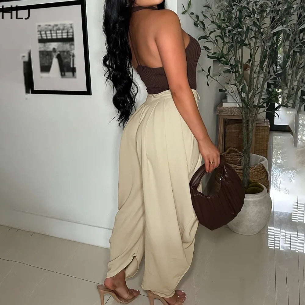 Loose Flower Bud Pants Women High Waist Long Pants