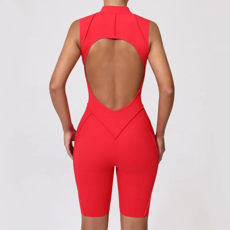 New Seamless Yoga Jumpsuits Sports Fitness Hip-lifting Backless Skinny Zipper