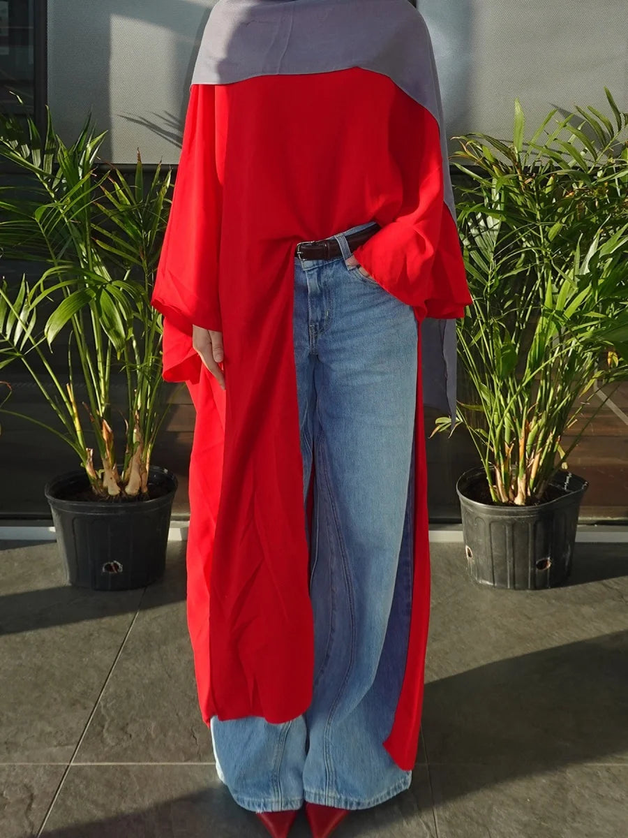 Elegant Modest Abaya – Irregular Solid Long Dress for Muslim Women