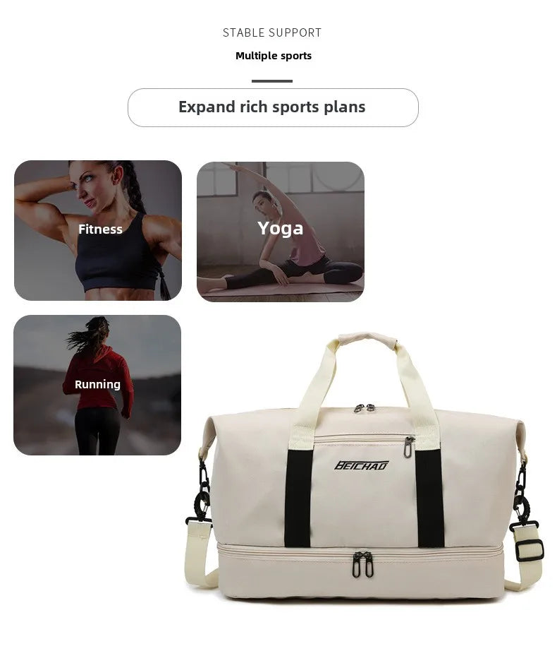 Expandable Travel Duffle Bag for Women, Sports Handbag, Fitness Bag, Large Capacity, One Shoulder Weekend Overnight Bag