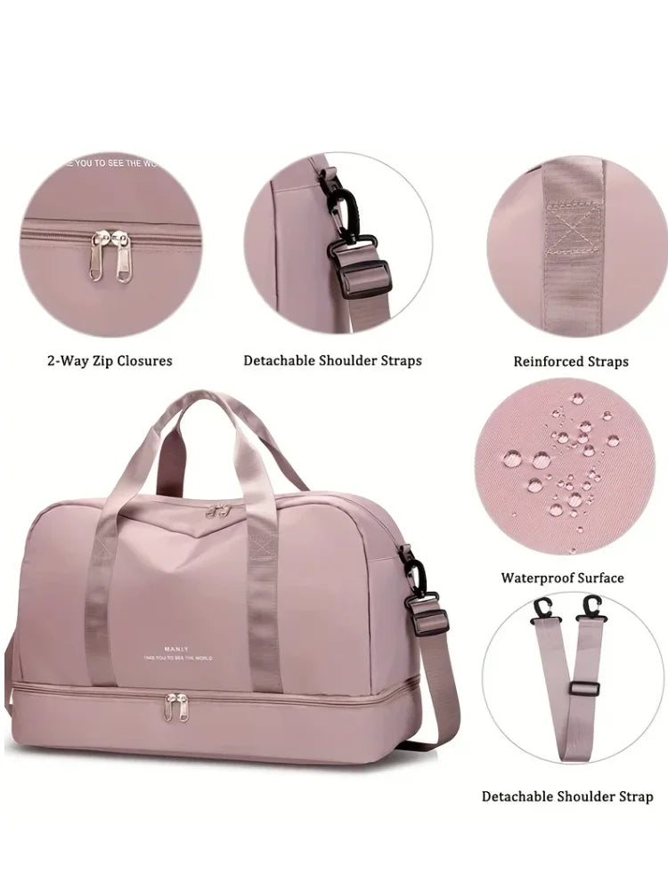 Expandable Travel Duffle Bag for Women, Sports Handbag, Fitness Bag, Large Capacity