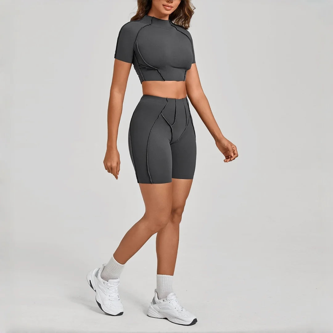 Seamless Yoga Sets Sports Fitness Hip-lifting High Waist Skinny Long-sleeved Suit Running Workout Gym Leggings Sets for Women