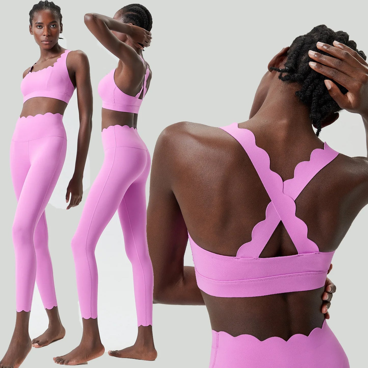 Women’s Solid Color Gym Suit – Two-Piece Super Stretch Fitness &amp; Yoga Set