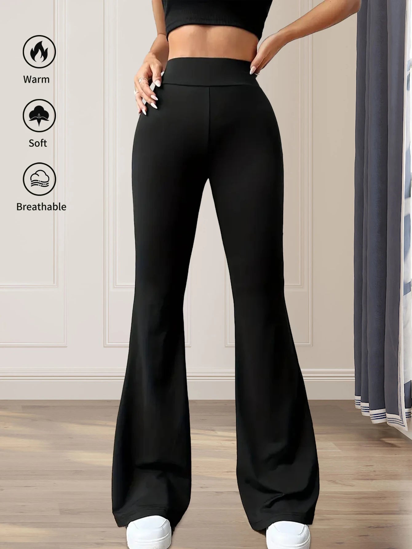 Women's spring and summer high waisted tight fitting flared pants