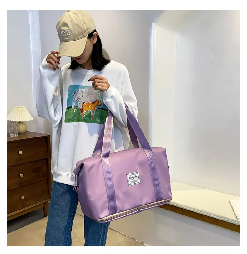 Travel Duffle Bag Nylon Waterproof Sports Gym Tote Bags for Women