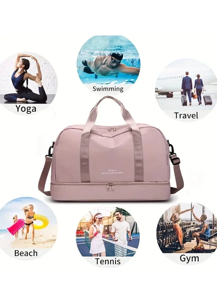 Expandable Travel Duffle Bag for Women, Sports Handbag, Fitness Bag, Large Capacity