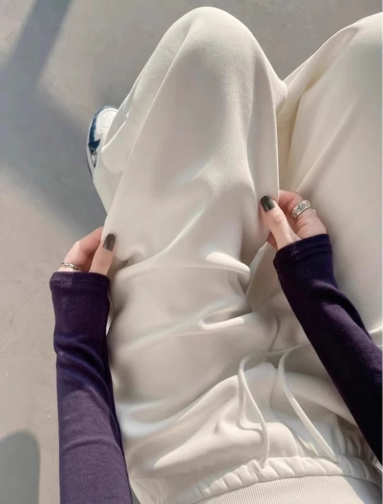 Women’s Gray High-Waist Straight Leg Wide-Leg Sweatpants