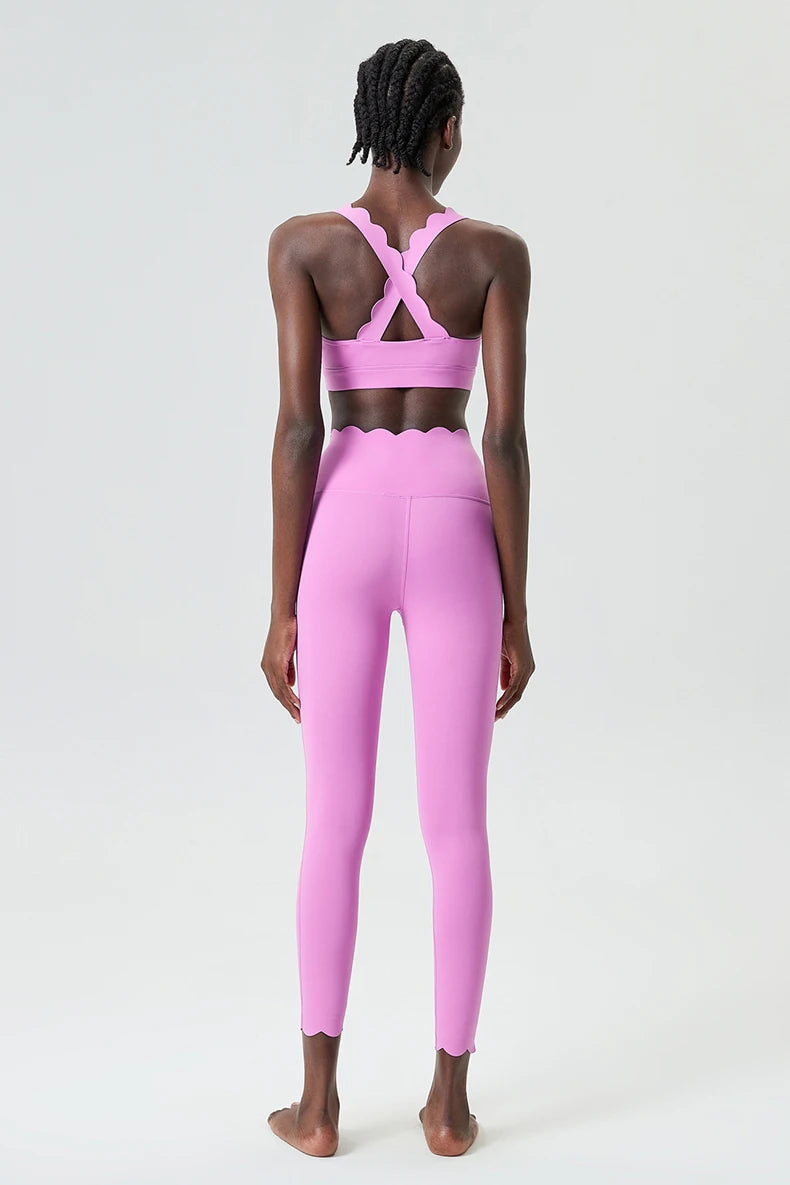 Women’s Solid Color Gym Suit – Two-Piece Super Stretch Fitness &amp; Yoga Set