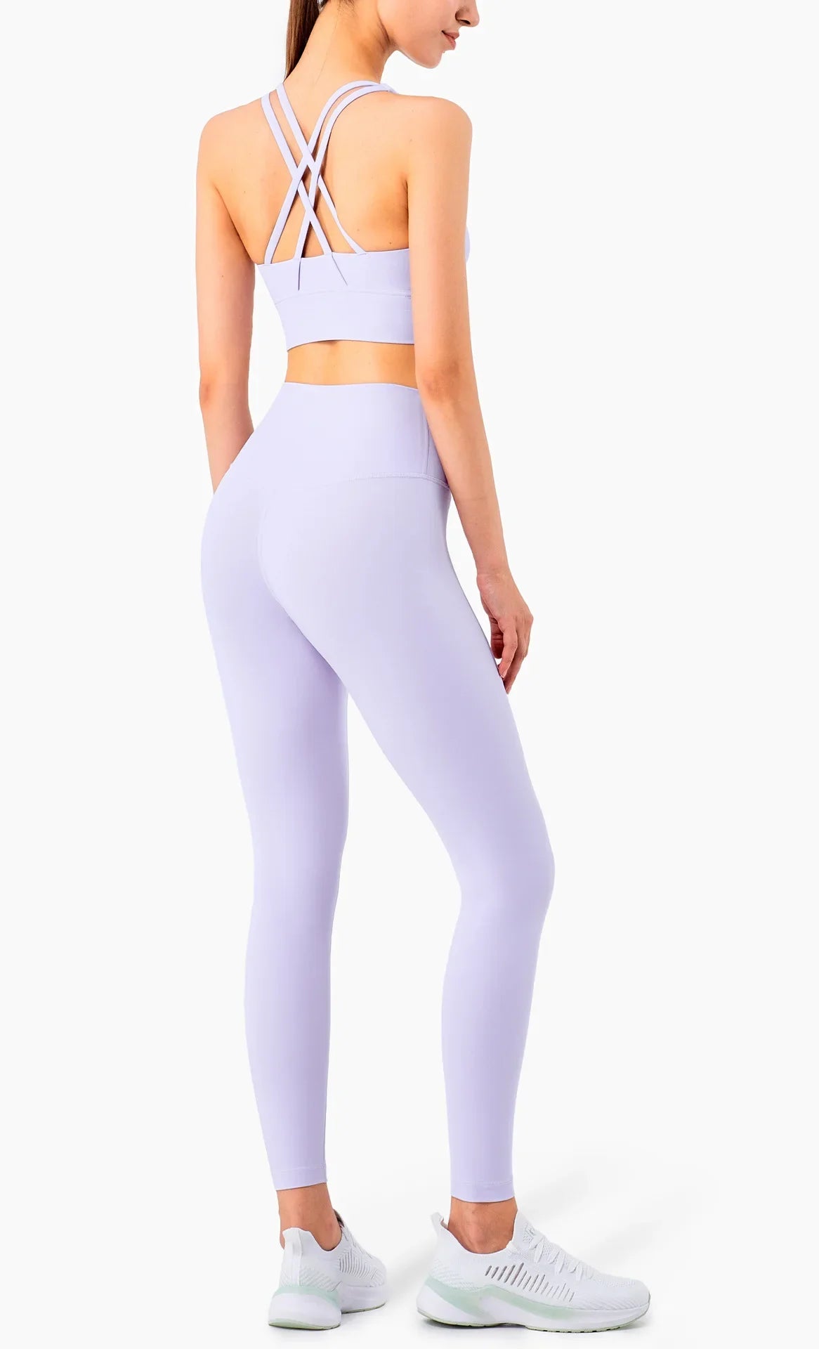 Summer New 2-Piece Yoga Set – Cross Back Sports Bra &amp; High-Waist Leggings