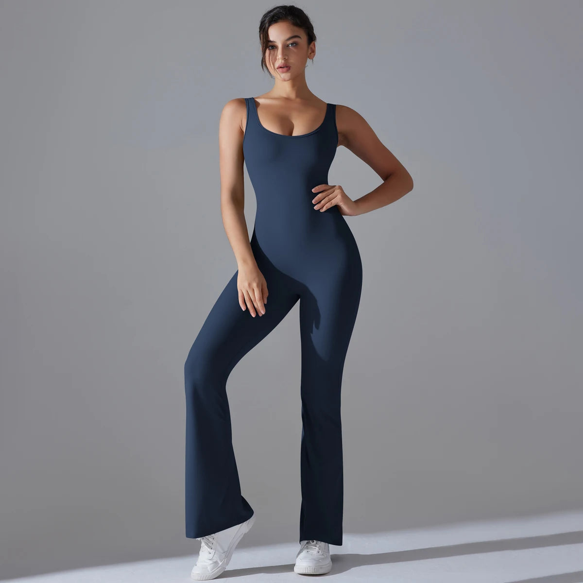 Sexy Back V Jumpsuit Gym Set Women Training Yoga Suit