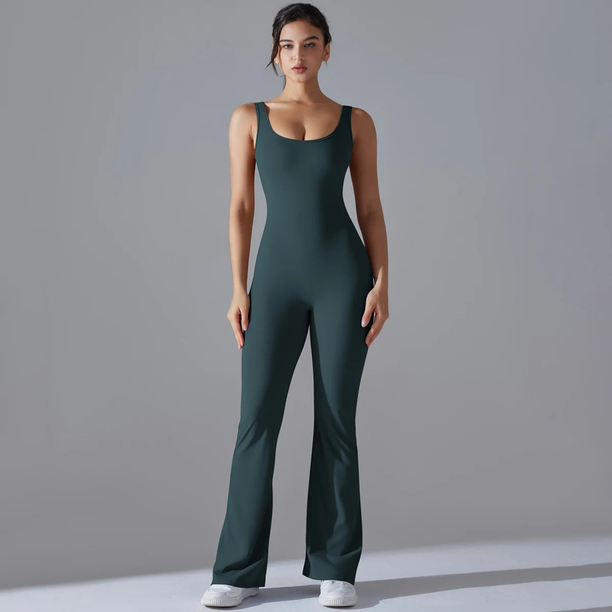 Sexy Back V Jumpsuit Gym Set Women Training Yoga Suit
