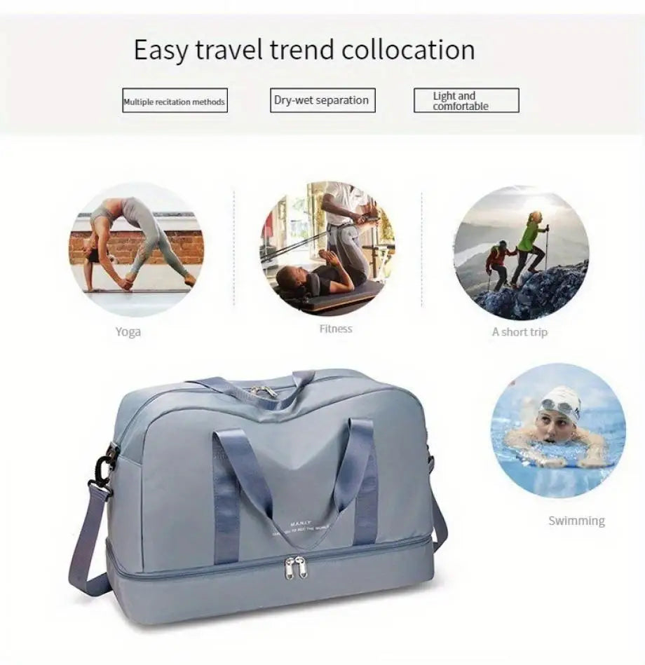 Expandable Travel Duffle Bag for Women, Sports Handbag, Fitness Bag, Large Capacity