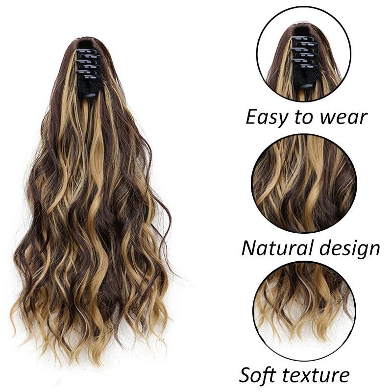 Water Wave Curly Claw Clip-in Ponytail Hair Extension