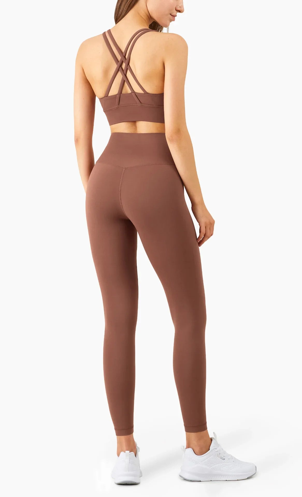 Summer New 2-Piece Yoga Set – Cross Back Sports Bra &amp; High-Waist Leggings