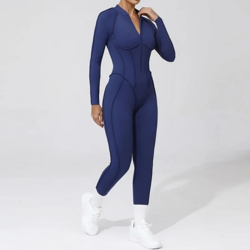 New Seamless Yoga Jumpsuits Sports Fitness Hip-lifting Backless Skinny Zipper