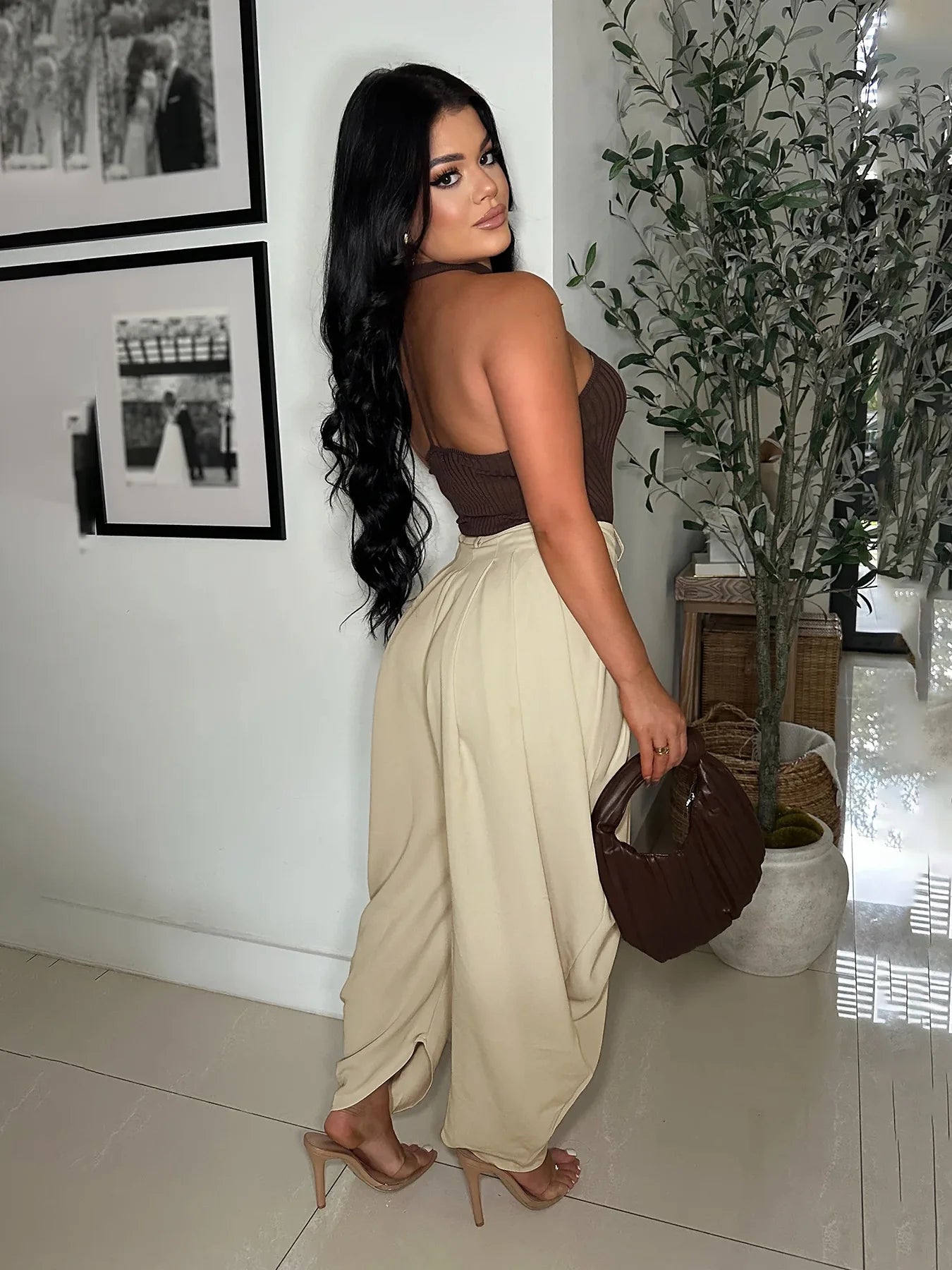 Loose Flower Bud Pants Women High Waist Long Pants