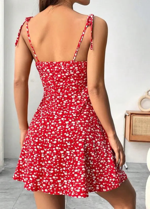 New Women Summer Floral Spaghetti Strap Sexy Dresses