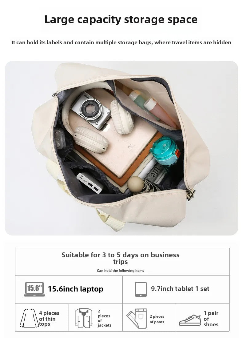 Expandable Travel Duffle Bag for Women, Sports Handbag, Fitness Bag, Large Capacity, One Shoulder Weekend Overnight Bag