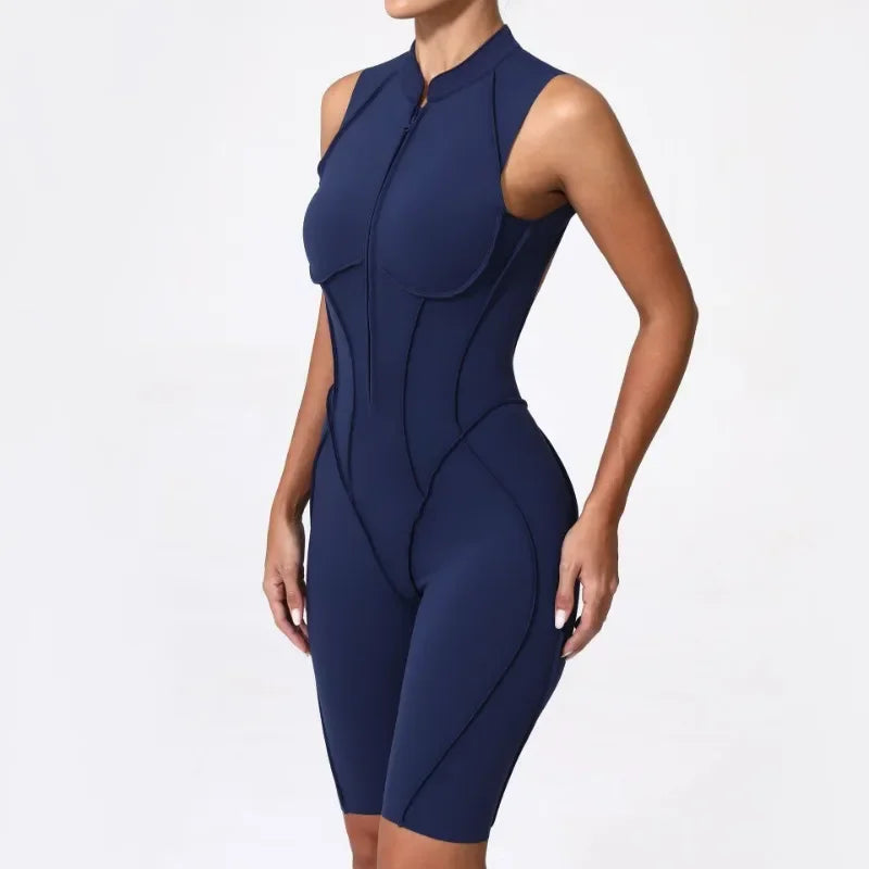 New Seamless Yoga Jumpsuits Sports Fitness Hip-lifting Backless Skinny Zipper