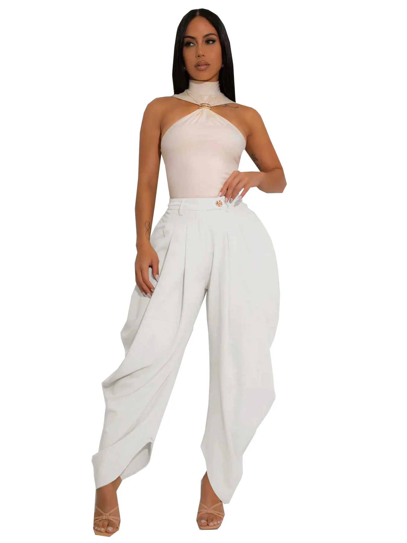 Loose Flower Bud Pants Women High Waist Long Pants