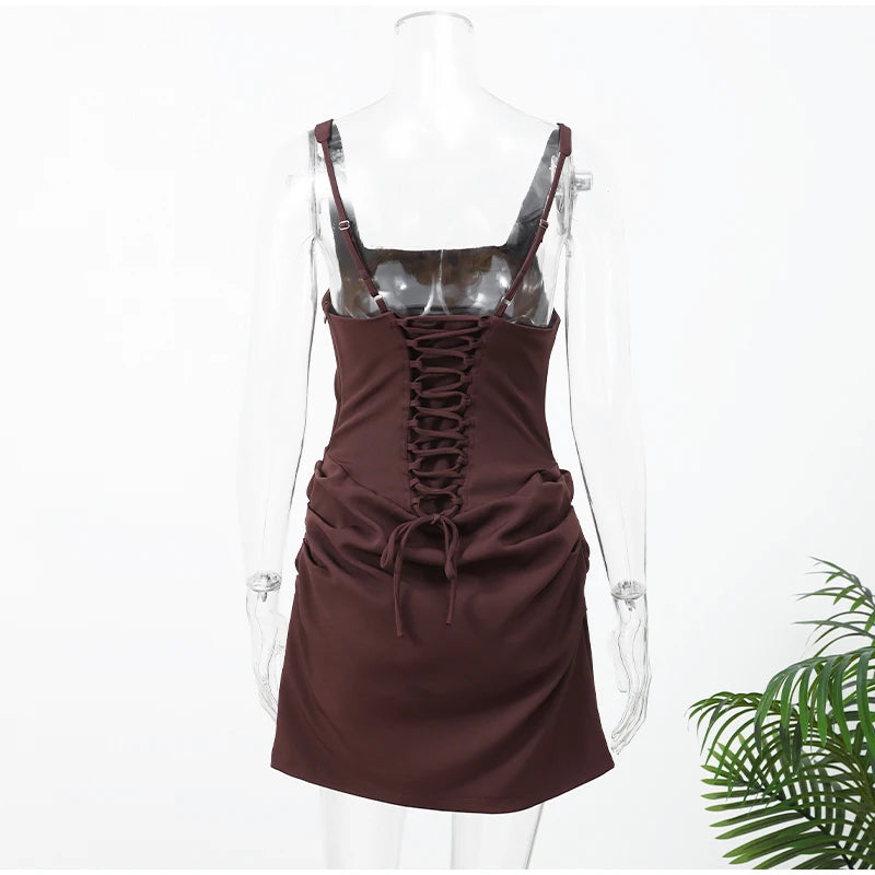 Sexy Square-Neck Halter Mini Dress – 2026 Summer Party Essential