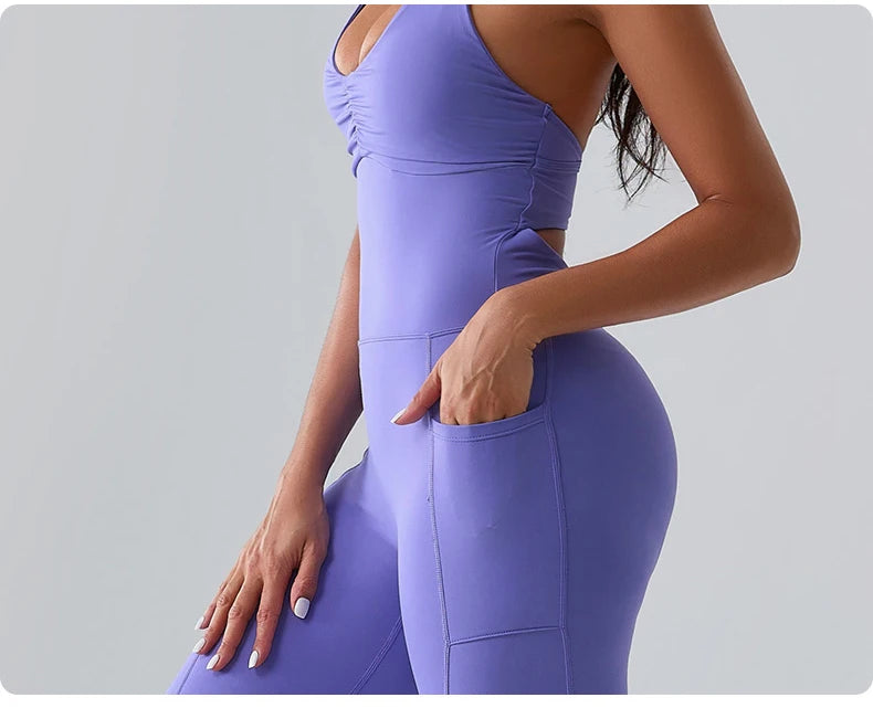 Jumpsuit Gym Set Women Training Yoga Suit Sportswear