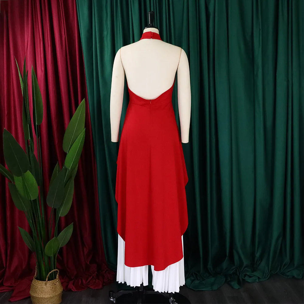 Elegant Tow Piece Set Women Outfit Backless Top