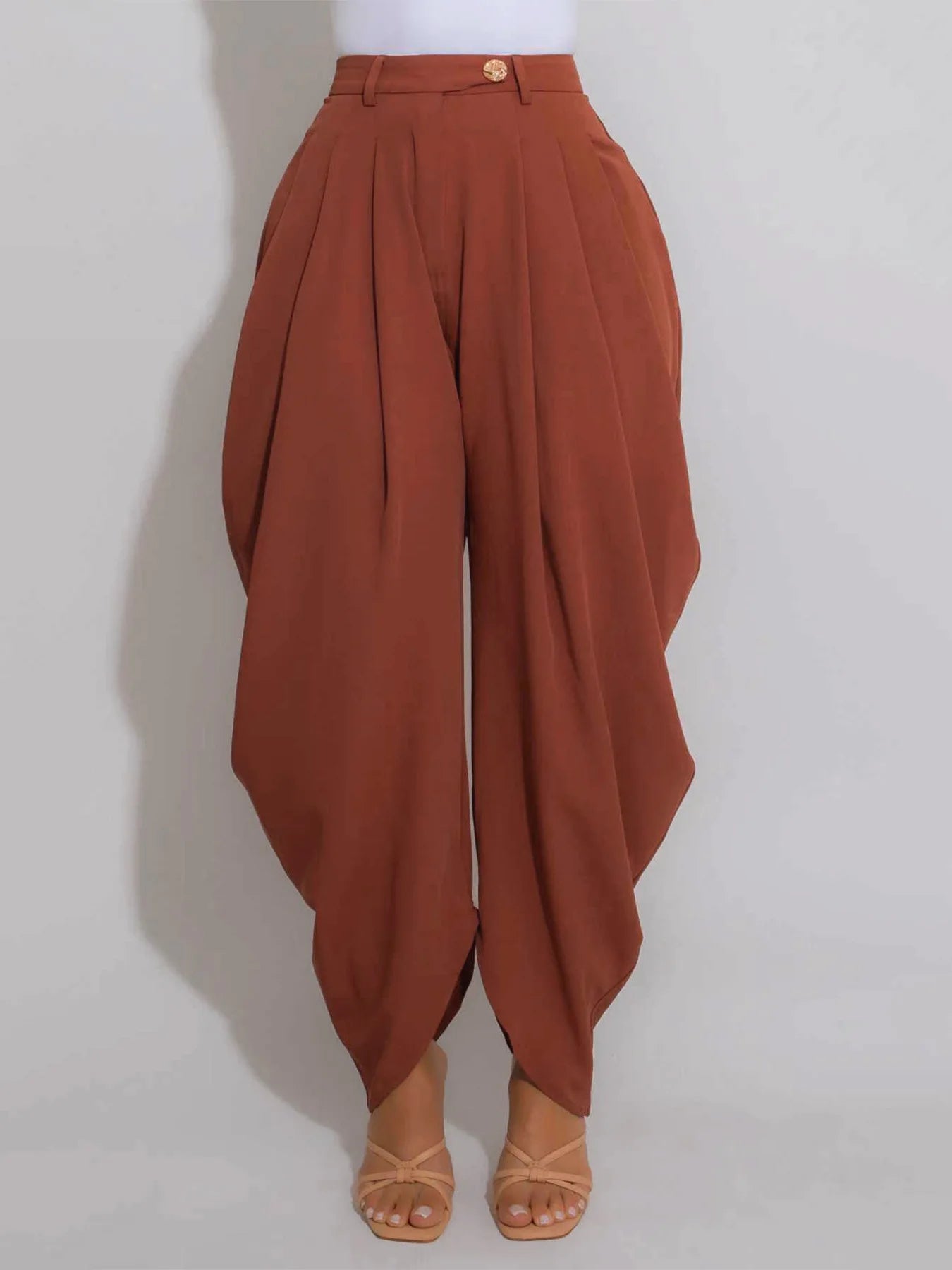 Loose Flower Bud Pants Women High Waist Long Pants