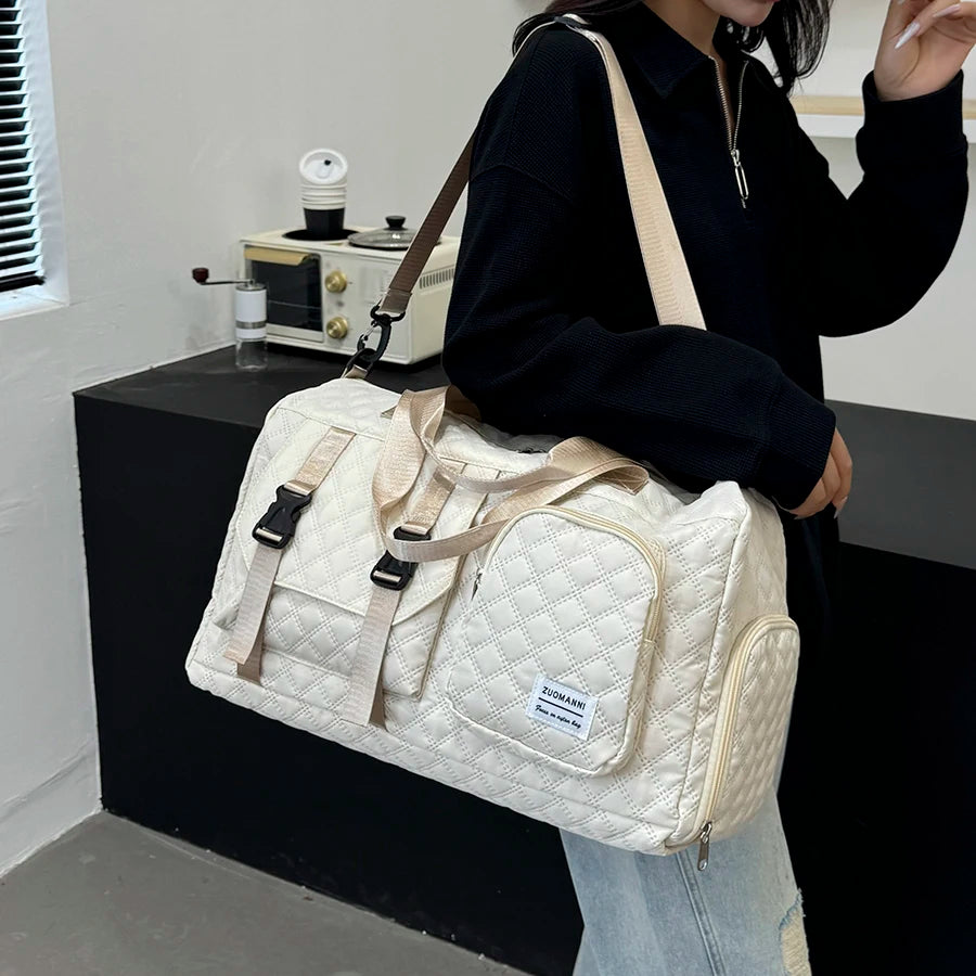 Durable Nylon Travel Duffle Bag, Portable Sports Gym Bag for Overnight Trips