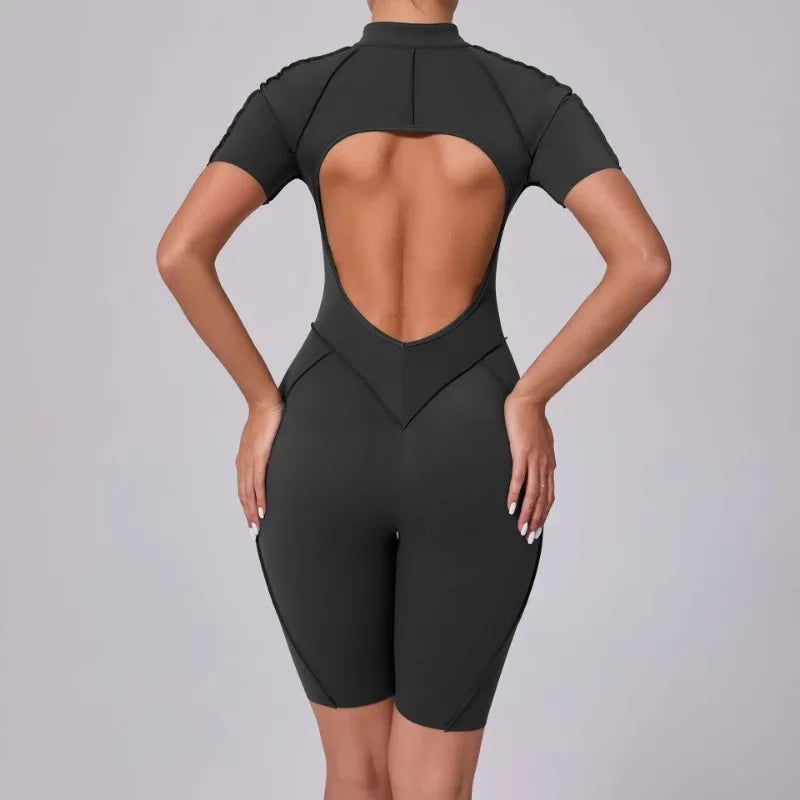 New Seamless Yoga Jumpsuits Sports Fitness Hip-lifting Backless Skinny Zipper