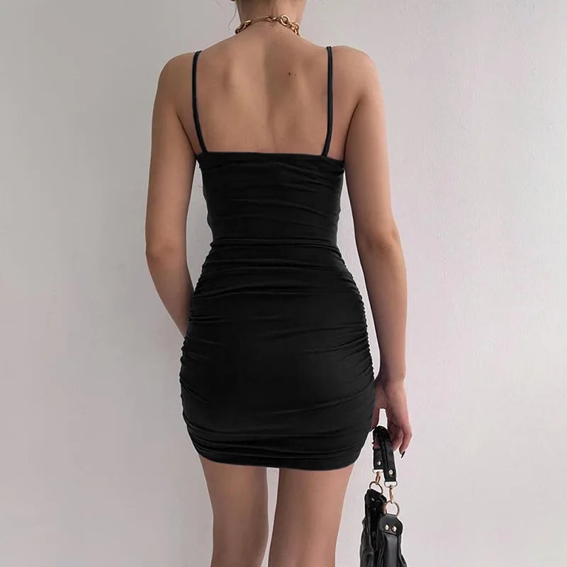 Sexy Spaghetti Strap Backless Bodycon Dress