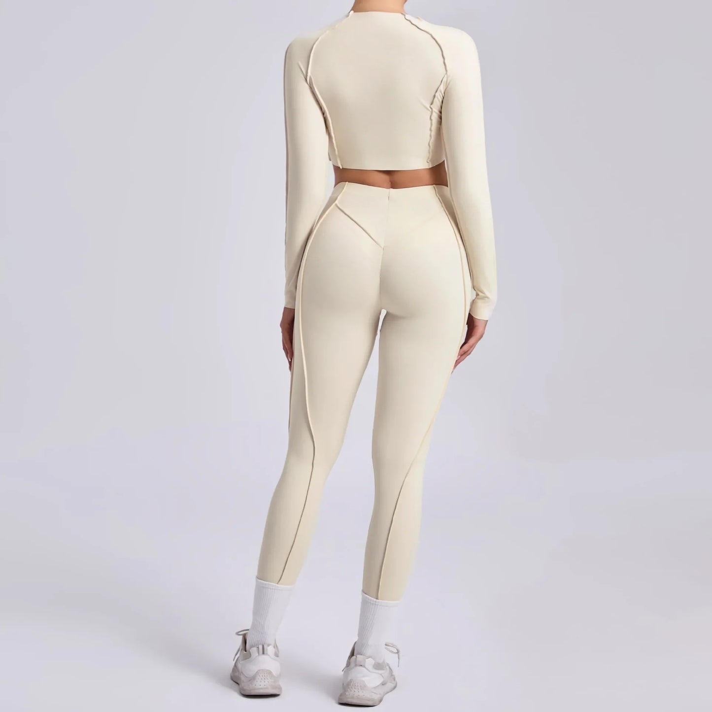 Seamless Yoga Sets Sports Fitness Hip-lifting High Waist Skinny Long-sleeved Suit Running Workout Gym Leggings Sets for Women
