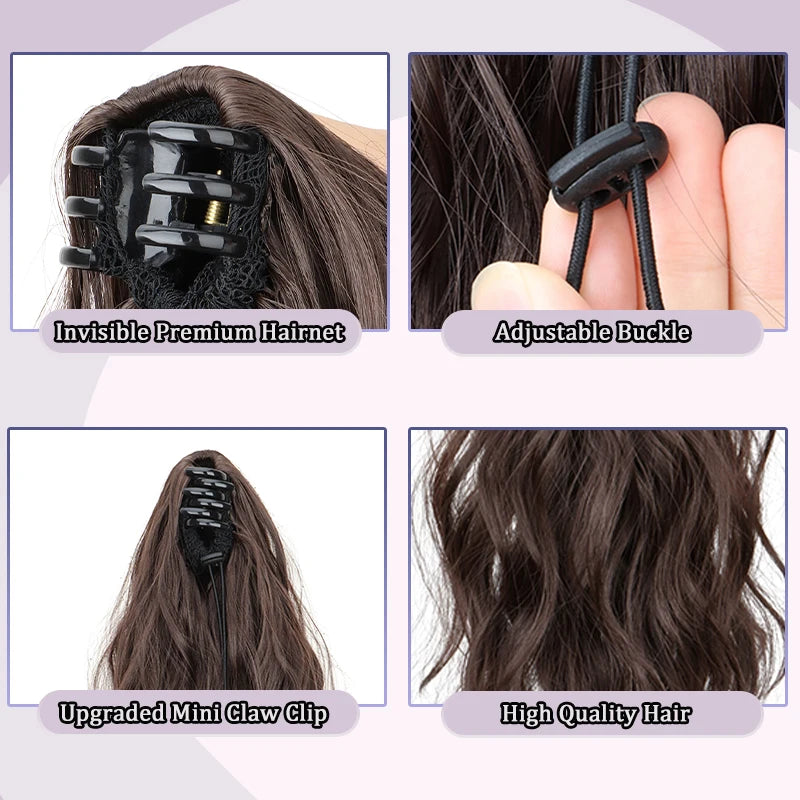 Water Wave Curly Claw Clip-in Ponytail Hair Extension