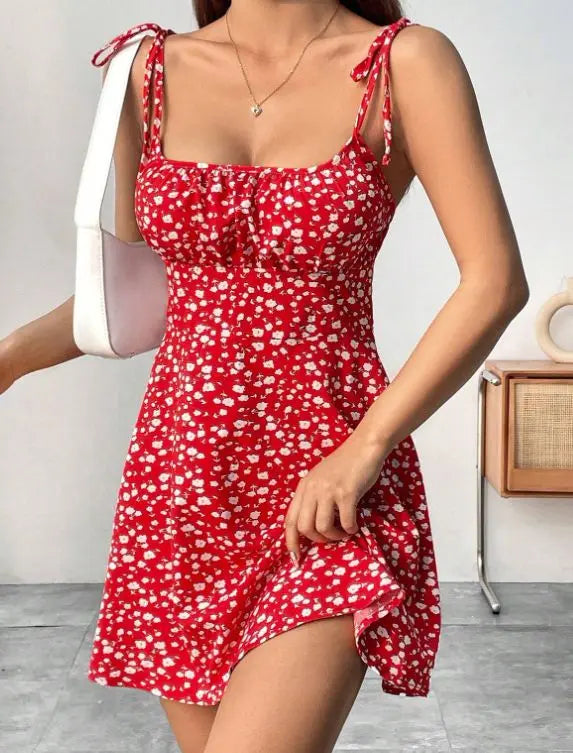 New Women Summer Floral Spaghetti Strap Sexy Dresses