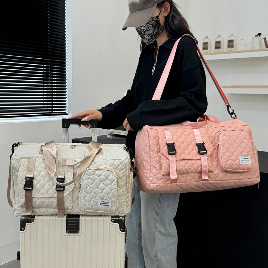 Durable Nylon Travel Duffle Bag, Portable Sports Gym Bag for Overnight Trips