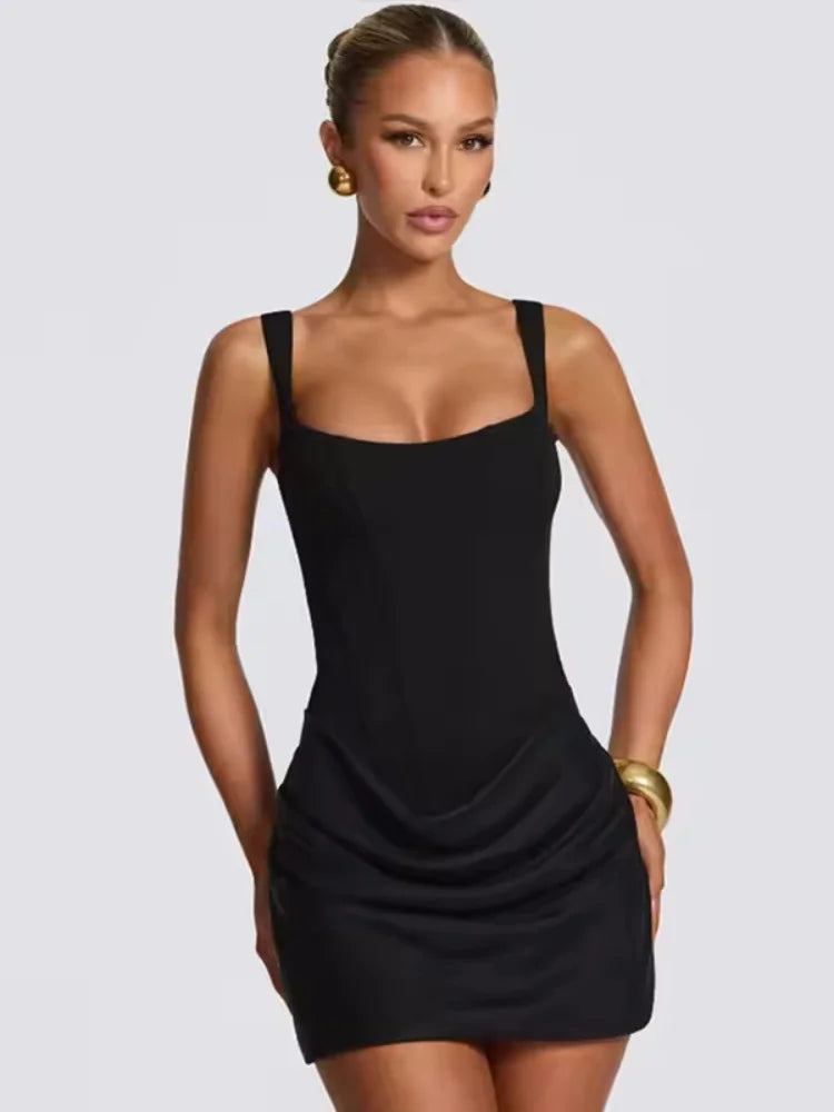 Sexy Square-Neck Halter Mini Dress – 2026 Summer Party Essential