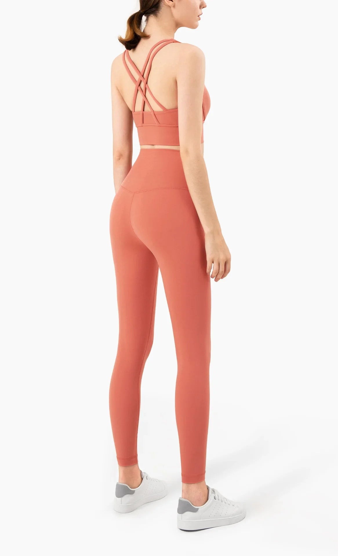 Summer New 2-Piece Yoga Set – Cross Back Sports Bra &amp; High-Waist Leggings