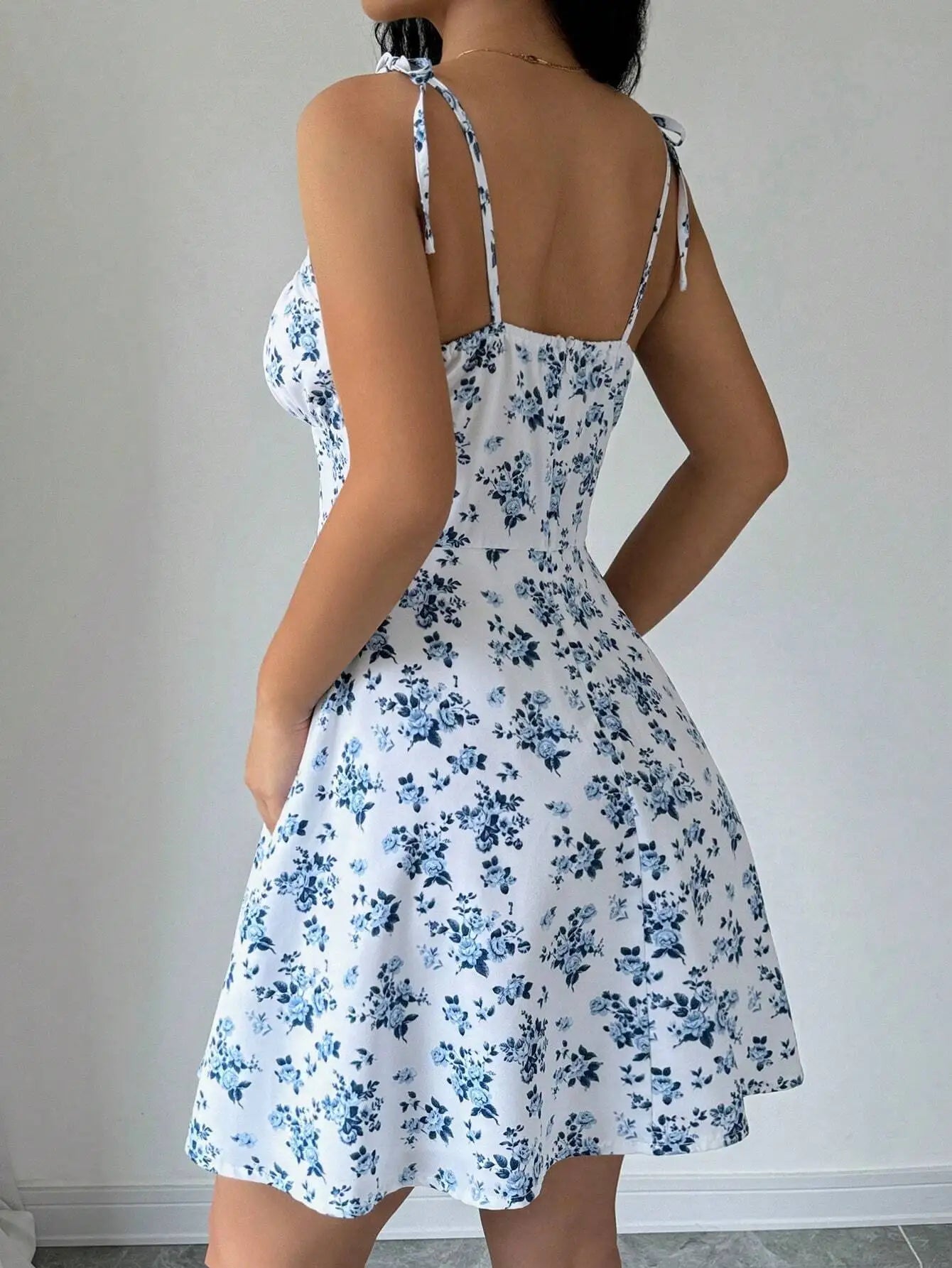 Women's Summer Floral Spaghetti Strap Beach Short Dress