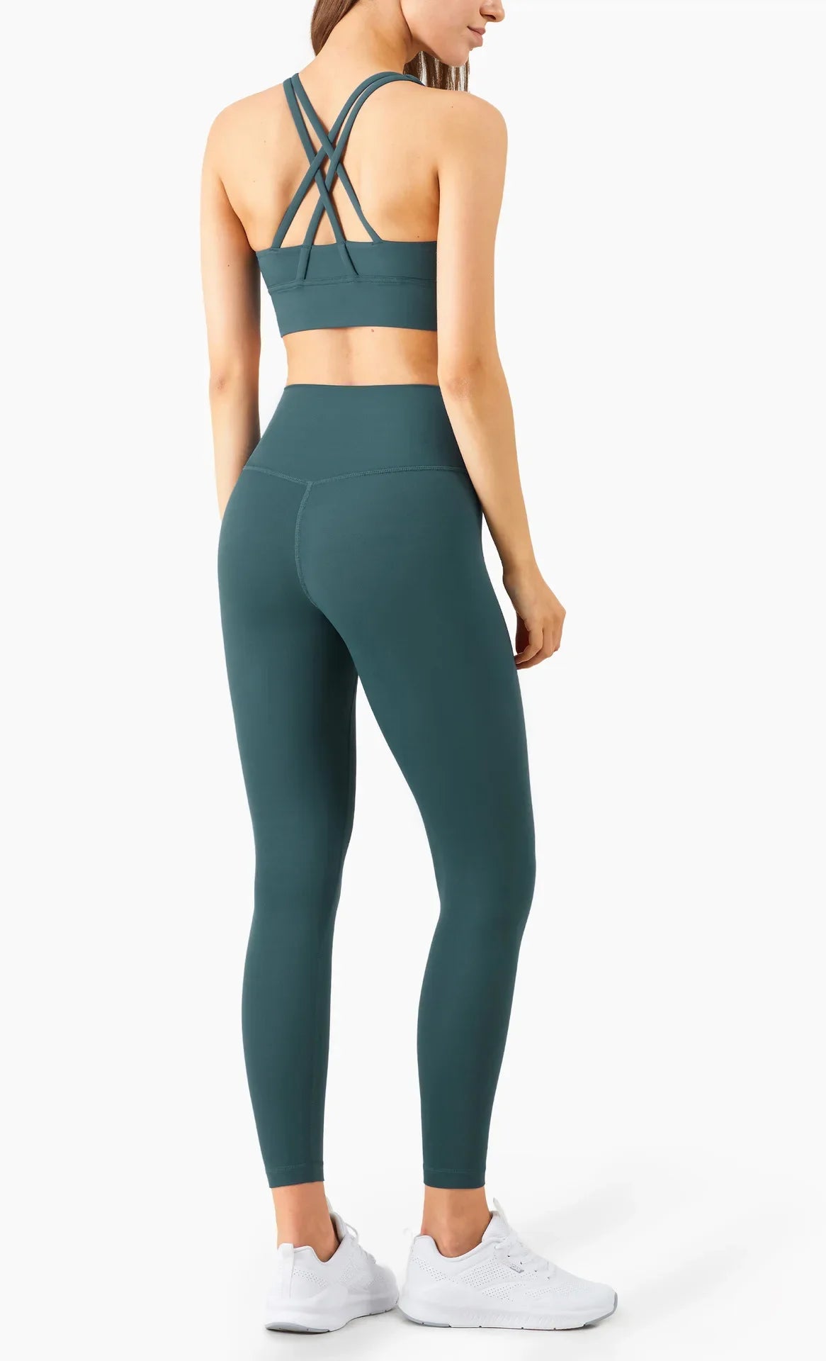 Summer New 2-Piece Yoga Set – Cross Back Sports Bra &amp; High-Waist Leggings