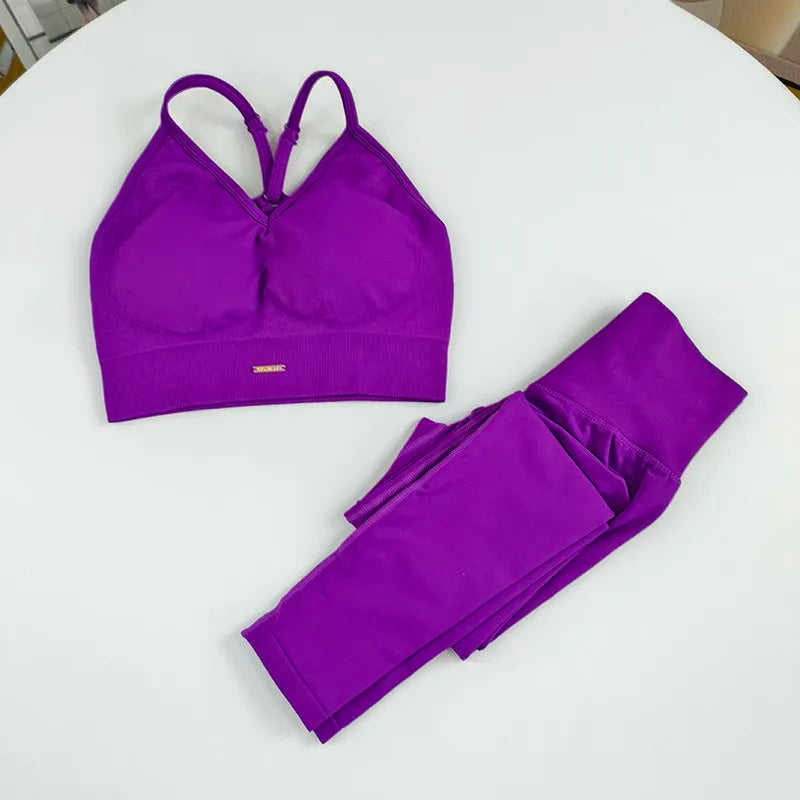 Women's Seamless Yoga Suit High Waist Sports Bra &amp; Leggings Gym Set
