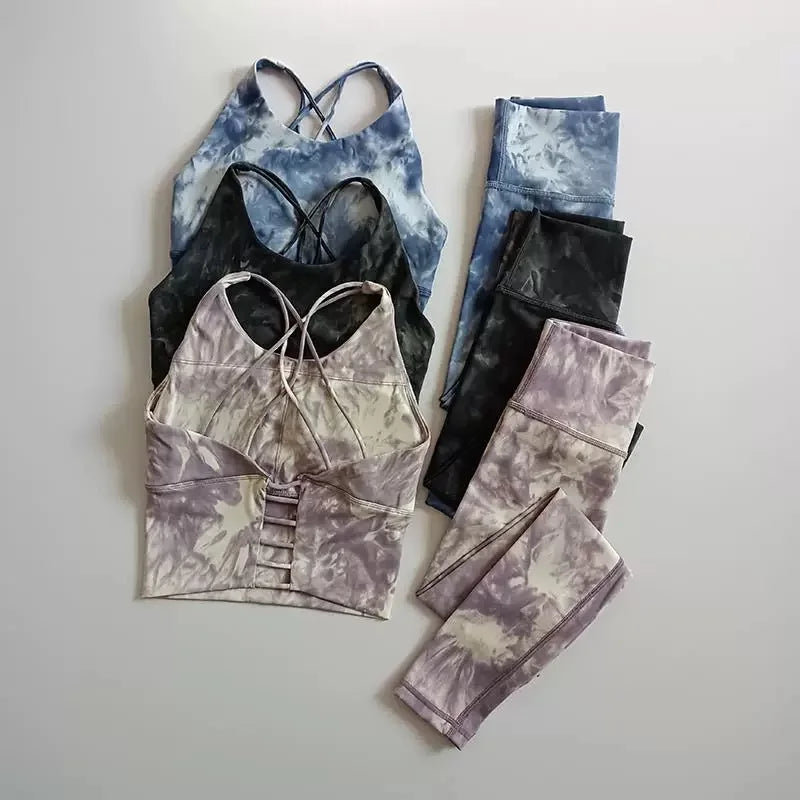 yoga suit set women's cross beauty back shockproof sports bra